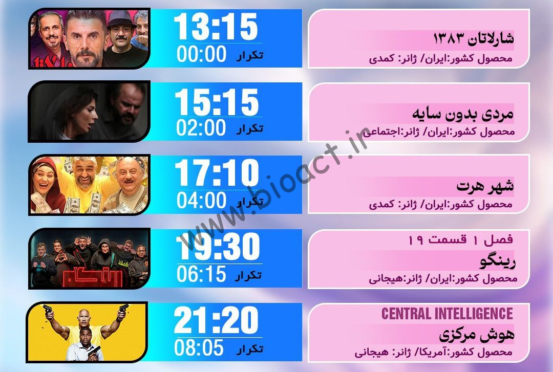 جدول پخش شبکه متا فیلم - Meta film 【امروز】+ فرکانس