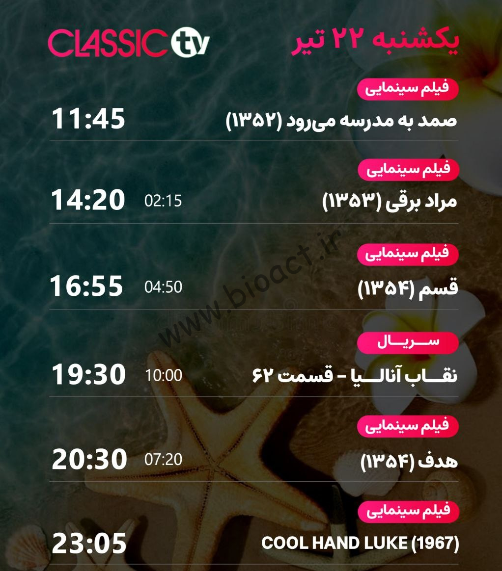 جدول پخش شبکه کلاسیک تیوی - Classic TV【امروز】+ فرکانس