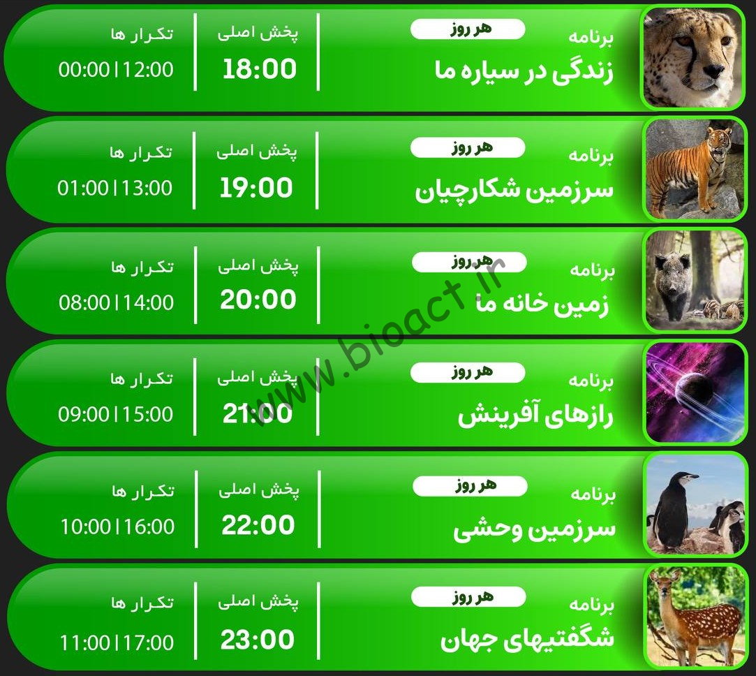 جدول پخش شبکه جم نیچر – GEM NATURE【امروز】+ فرکانس