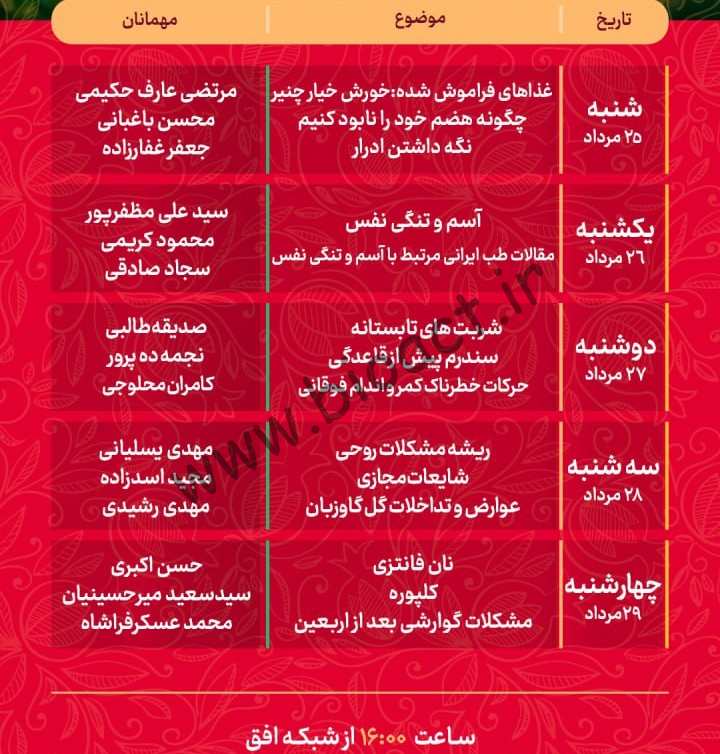 برنامه هفتگی برنامه انارستان‌