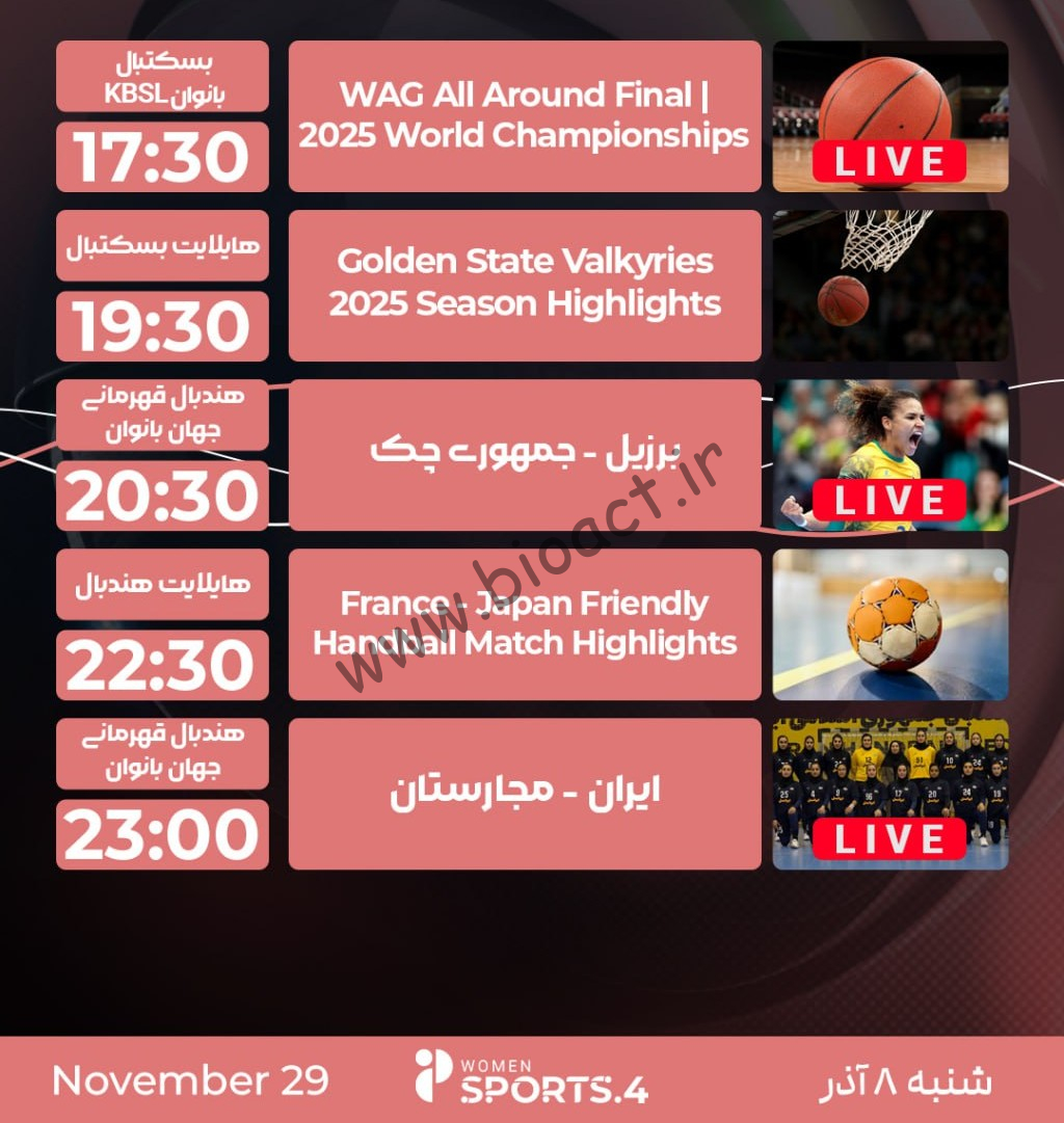 جدول پخش روزانه شبکه پرشیانا اسپورت 4