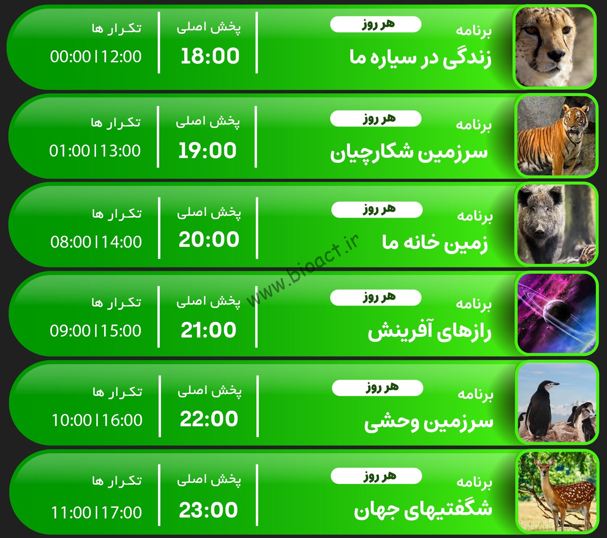 جدول پخش شبکه جم نیچر – GEM NATURE【امروز】+ فرکانس