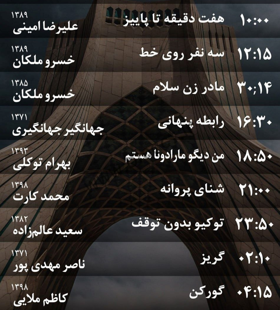 زمان پخش روزانه فیلم های شبکه ایران فیلم