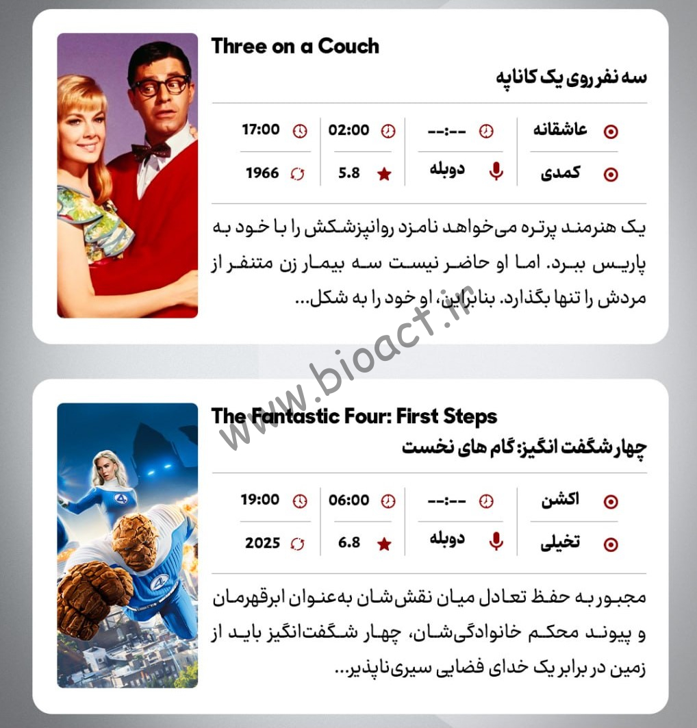 زمان پخش روزانه فیلم های شبکه گرند سینما
