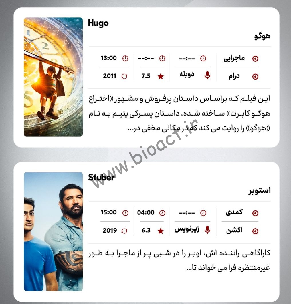 زمان پخش روزانه فیلم های شبکه گرند سینما
