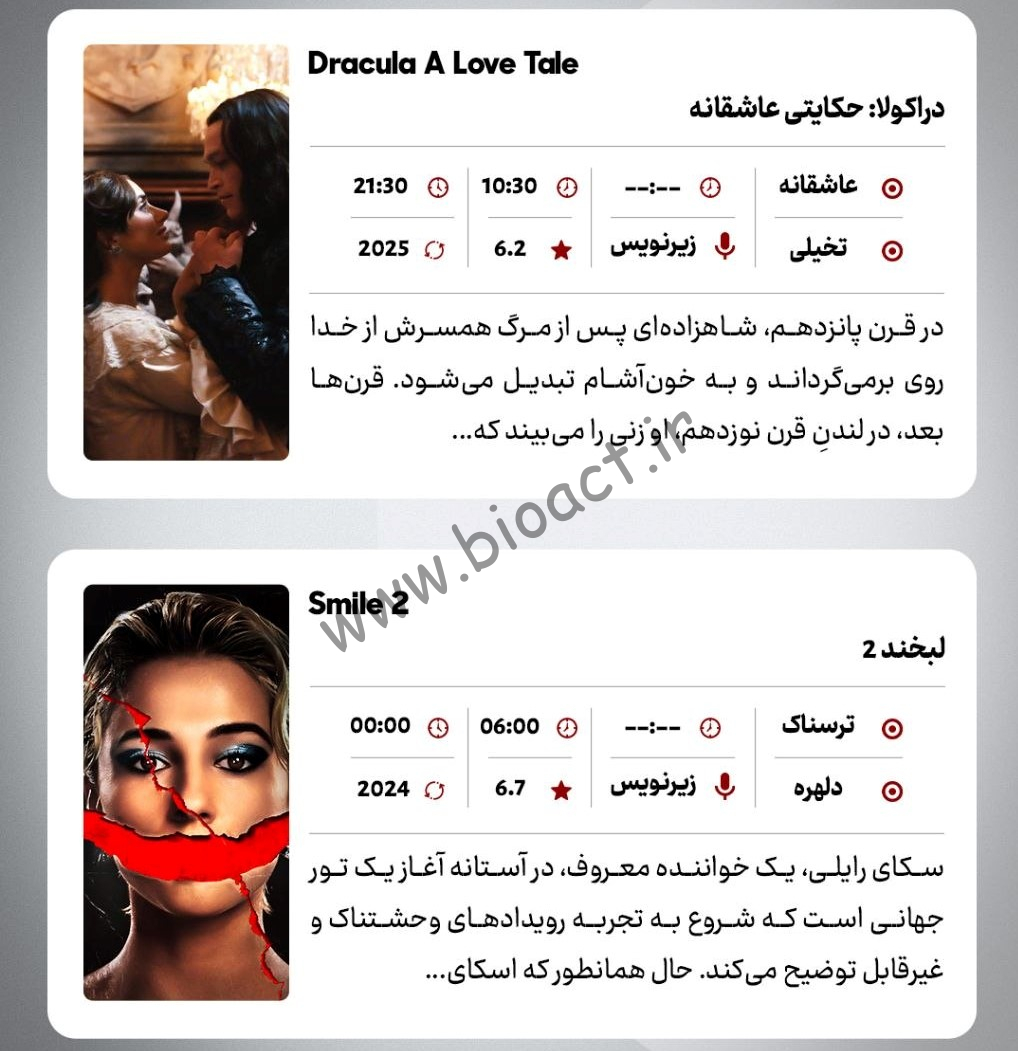 زمان پخش روزانه فیلم های شبکه گرند سینما