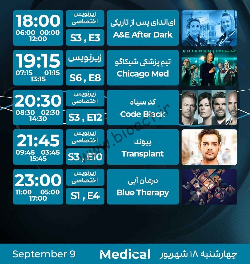 جدول پخش شبکه پرشیانا مدیکال - Persiana Medical【امروز】+ فرکانس